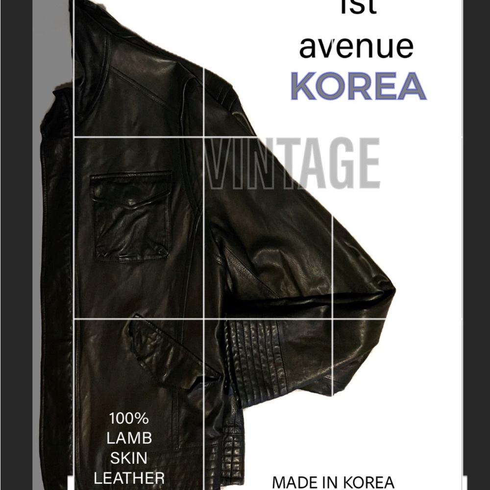 1st Avenue Korean Black Retro Leather Jacket 100% Lamb Skin VINTAGE ITEM